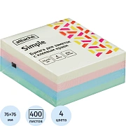 Стикеры Attache Simple куб 76х76, пастель 4 цвета 400 л