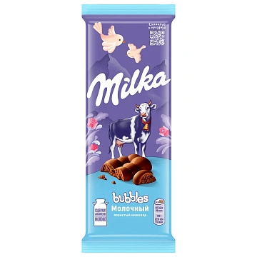 Шоколад Milka Bubbles пористый молочный, 72г