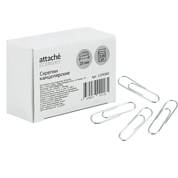 Скрепки оцинкованные,28мм,негофрированн,100шт/уп