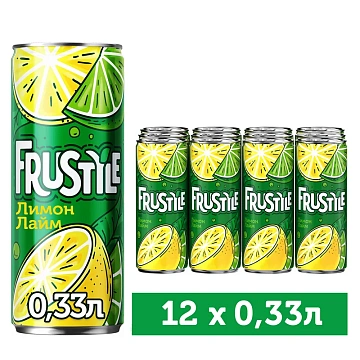 Напиток Frustyle газированный лимон-лайм, 330мл