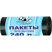 Мешки для мусора ПВД 240л 45мкм 10шт/рул черные 80х140см Viva