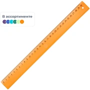 Линейка 30см пластик цвет прозр ассорти (крас,син,зел,оран)
