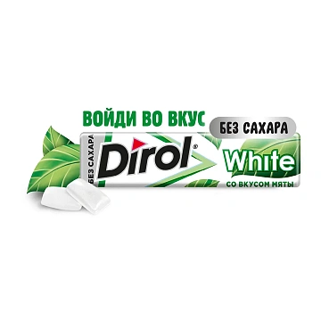 Жевательная резинка Dirol White со вкусом мяты, 13.6г