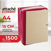 Папка архивная Attache Economy 150мм крафт/бумвинил 4 завязки, бордовая