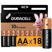 Батарейка Duracell AA LR06, 1.5В, алкалиновая, 18шт/уп