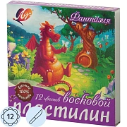 Пластилин восковой ЛУЧ 'Фантазия', 12 цветов, 180 г, со стеком, картонная упаковка, 25С1523-08