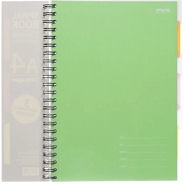 Бизнес-тетрадь 140л,кл,А4,SPIRAL BOOK Салатовый,евросп,обл.пл,раздел.84102