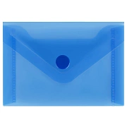 Папка-конверт на кнопке СТАММ А7 (74*105мм), 150мкм, пластик прозрачная, синяя