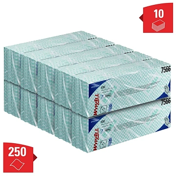 Протирочные салфетки Kimberly-Clark WypAll Х80 7566, листовые, 25шт, 1 слой, зеленые