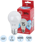 Лампа светодиодная ЭРА LED A60-15W-840-E27 R 15Вт Е27 4000К Б0046356