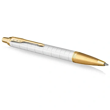Ручка шариковая PARKER 'IM Premium Pearl GT', жемчужный лак, позолота, синяя, 2143643