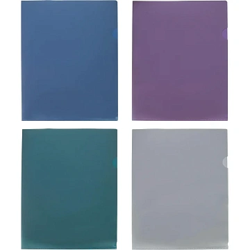 Папка уголок Attache Metallics А4 200мкм 4шт/уп (срн/зел/сер/син)