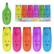 Набор текстовыделителей мини 6 ЦВЕТОВ BRAUBERG KIDS 'CUTE CATS NEON', линия 1-5 мм, 152435