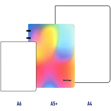 Бизнес-тетрадь А5+, 80л., Berlingo 'Gradient', глиттер-эффект, клетка, на кольцах, с возм. замены блока, 80г/м2, пласт. обл. 700мкм, линейка-закл.