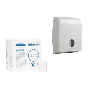Туалетная бумага листовая Kimberly-Clark Hostess 8035, 250 листов, 2 слоя, 32 пачки, диспенсер Аквариус, 6990