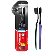 Зубная щетка Colgate Шелковые Нити с древесным углем для здоровья десен, мягкая, черная, промоупаковка 1+1