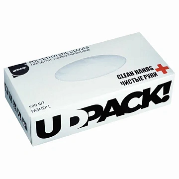 Перчатки полиэтиленовые одноразовые 250 пар (500 штук) размер L, коробка-диспенсер, плотные