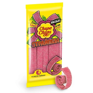Мармелад жевательный Chupa Chups Страйпсы кислые со вкусом клубники, 120г
