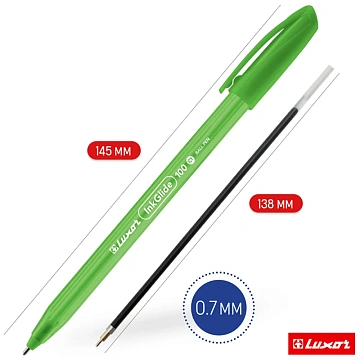 Шариковая ручка Luxor InkGlide 100 Icy синяя, 0.7мм, корпус ассорти, одноразовая