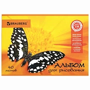 Альбом для рисования, А4, 40 листов, скоба, выборочный лак, BRAUBERG, 202х285 мм, 'Летняя феерия' (1 вид), 103434