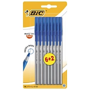 Ручки шариковые с грипом BIC 'Round Stic Exact', НАБОР 6+2 шт., СИНИЕ, линия письма 0,28 мм, блистер, 932862