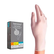 Перчатки нитриловые Benovy Nitrile р.L, белые, 50 пар