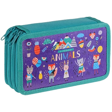 Пенал 3 отделения, 190*110 ArtSpace 'Animals', ламинированный картон
