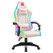 Кресло компьютерное DEFENDER 'Energy', 2 подушки, RGB-подсветка, экокожа, белое, 64557