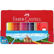 Карандаши цветные Faber-Castell 'Замок', 48цв., трехгран., заточ.+2ч/г кар. Grip+ластик+точилка, мет