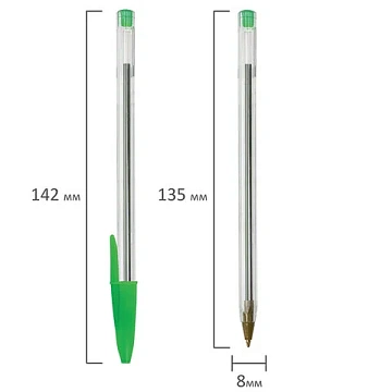 Ручка шариковая STAFF 'Basic Budget BP-04', ЗЕЛЕНАЯ, линия письма 0,5 мм, с штрихкодом, 143871