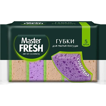 Губки для мытья посуды Master FRESH XL 100х70х33мм 5шт/уп