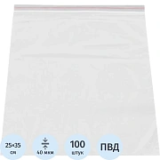 Пакет с замком (Zip Lock) 25 х 35 см, 40 мкм, 100 шт/уп..