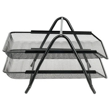 Лоток для бумаг горизонтальный СТАММ, 2 секции, металл, черный