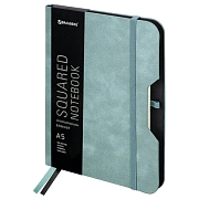 Блокнот А5 (162х218 мм), BRAUBERG 'NOTE', под кожу софт-тач, с резинкой, 80 л., клетка, светло-серый, 113441