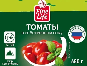 Fine Life Томаты в собственном соку, 680г