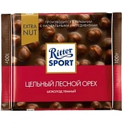 Шоколад RITTER SPORT 'Extra Nut', темный, с цельным лесным орехом, 100 г, Германия, 7026