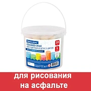 Мел в ведерке для рисования на асфальте 20 штук, 5 цветов, цветной круглый, BRAUBERG, 223557