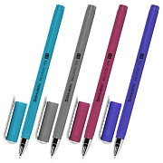 Ручка шариковая BRAUBERG SOFT TOUCH STICK 'METALLIC', СИНЯЯ, мягкое покрытие, корпус ассорти, узел 0,7 мм, 143699
