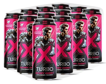 Энергетический напиток X-Turbo Active со вкусом ежевики и малины, 450мл