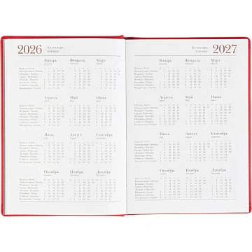 Ежедневник датированный 2026 А5+ VELVET красный 3-123/10