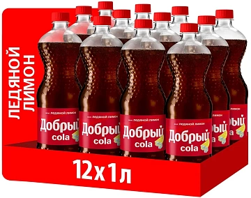 Напиток Добрый Cola Ледяной лимон газированный, 1л x 12 шт