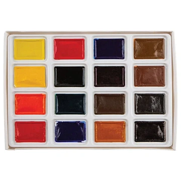 Краски акварельные художественные 'Сонет', 16 цветов, кювета 2,5 мл, картонная коробка, Невская Пали