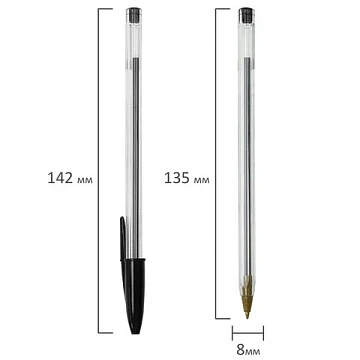 Ручка шариковая STAFF 'Basic Budget BP-04', ЧЕРНАЯ, линия письма 0,5 мм, с штрихкодом, 143869