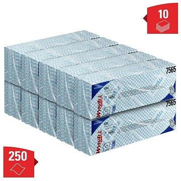 Протирочные салфетки Kimberly-Clark WypAll Х80 7565, листовые, 25шт, 1 слой, синие