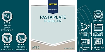 Тарелка Metro Professional Ateo 27см, для пасты, 4шт/уп