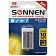 Батарейка SONNEN Alkaline, Крона (6LR61, 6LF22, 1604A), алкалиновая, 1 шт., блистер, 451092