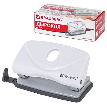 Дырокол BRAUBERG 'Original', до 10 листов, белый, 227786