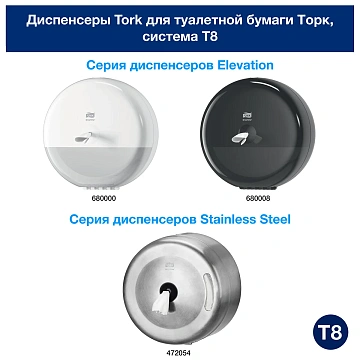 Туалетная бумага Торк Advanced Т8, 472272, в рулоне, 207м, 2 слоя, белая