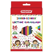 Карандаши цветные ПИФАГОР 'ЭНИКИ-БЕНИКИ', 36 цветов, шестигранные, натуральное дерево, 181349