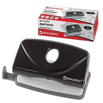 Дырокол BRAUBERG 'Original', до 10 листов, черный, 222537
